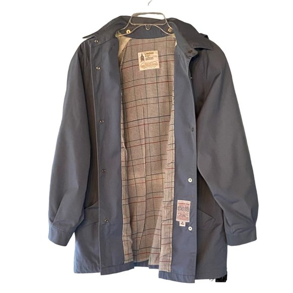 Vintage London Fog Jacket 14 Regular Women's Snap Front Hood Lining Blue Gray - Picture 2 of 10
